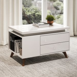 DR desk resting on the supporting unit, right-hand configuration