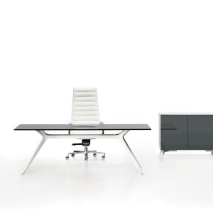 Frezza DR cabinet with anthracite glossy fronts and glass shelves