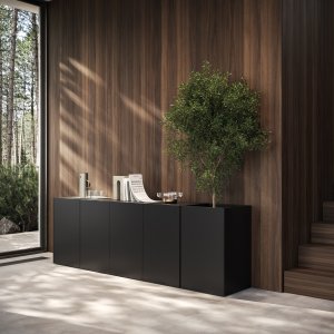 Pair of Mux70 coffee tables beside the lounge seating