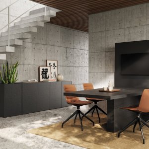 Mux70 desk in dark walnut for the managing director's cabin