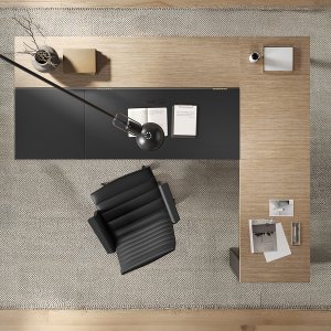 Frezza Ono desk 240 cm wide in black ash melamine