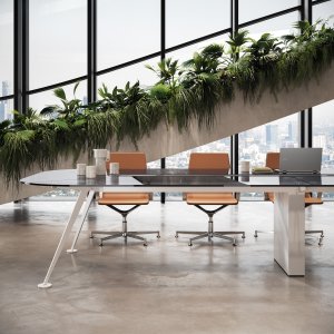 The steel blade structure of the Spike desk by Frezza