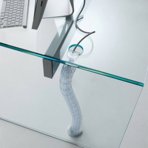 Air Desk with leather-effect laminated crystal surface
