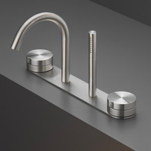 Dual-handle Giotto basin tap by Cea Design in polished steel