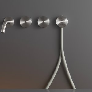 Progressive wall-mounted Giotto mixer in satin stainless steel
