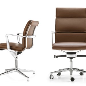 Four-star aluminium base with glides on the Una Chair