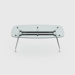 Extruded aluminium beam of the UniTable system by ICF with black decorative line