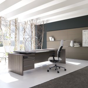Athos boardroom table of 410 cm with technical strip and cable bushings