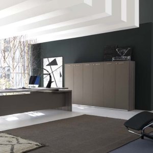 Executive cabin with Athos desk in Dark Brown and Moka lacquer fronts