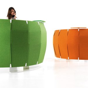 Funny Sat compact reception desk by IVM Office in orange fabric