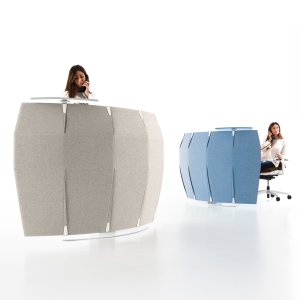 Sand fabric variant of the Funny Sat reception desk