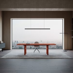 Hito executive desk by IVM Office set at standing height in a director cabin interior