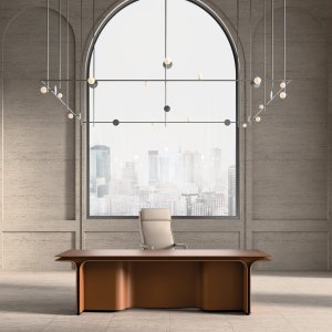 Jazz Ray desk by Mascheroni in leather with drawers for the MD cabin