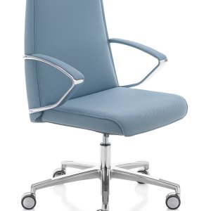 Backrest of Klivia viewed from across the desk, guest side