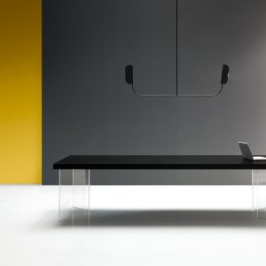 Hand-laid cement finish on a Kyo meeting table