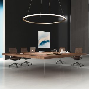 Leather-finished Kyo desk with matching leg