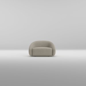 Ash wood base in natural finish, tucked under an Apper three-seater
