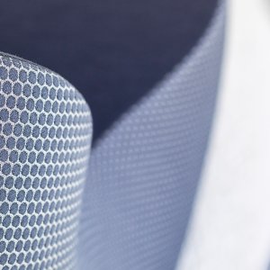 Seam close-up on the fabric of a LaCividina Nautile