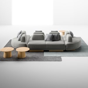 Sofa backrest in U form from LaCividina around a Node+ seat