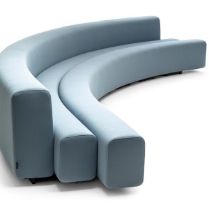 Osaka curved sofa by LaCividina assembled in place in a Mumbai corporate lobby