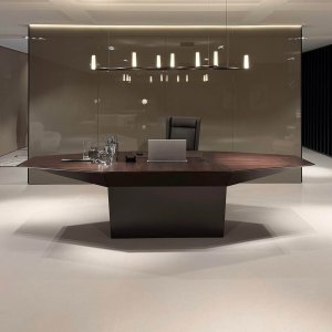 Eidos desk by i4Mariani styled as a home office table in rosewood