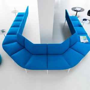 Curved backrest spanning two ADD modules
