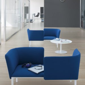 ADD two-seat sofa in a corporate lobby