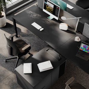 Chromed loop leg of the 5th Element executive desk