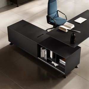 Énosi stackable storage wall with open lacquered bookcase element