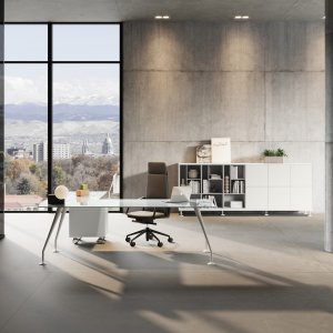 Énosi designer table by Nikolas Chachamis in a design-forward Indian office