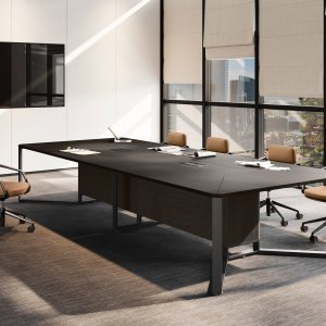 I-Meet credenza on ring-shaped chrome legs