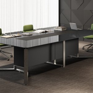 Aluminium top access with sockets open on an I-Meet table