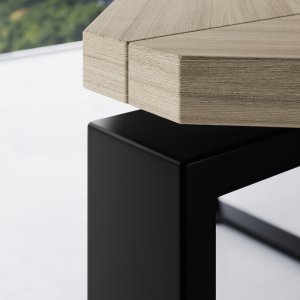 Under-top wire management bay of the I-Meet table with schuko and data sockets