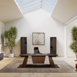 Monolith storage columns with open inserts behind the director's seat