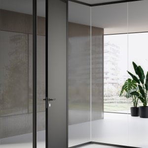 Mood M2 double-glazed partition wall enclosing a meeting room
