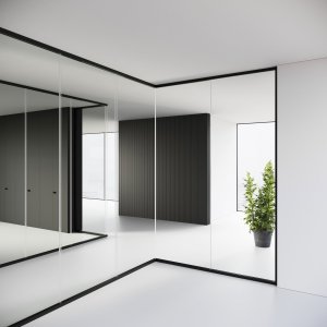 Mood MN partition wall with hidden omega profiles at floor and ceiling