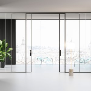 Transparent polycarbonate joining profile between Mood glass panels