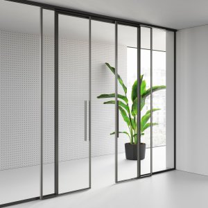 Technical module with switches beside a Mood door frame