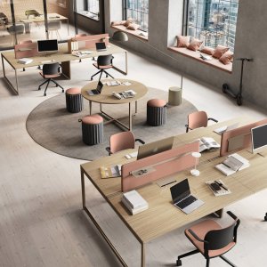Single Sigma operative desk with white top and matt black square legs
