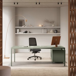 Comby desk-height storage aggregated to a Sigma workstation