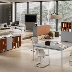 Sigma meeting table with bridge legs and bilateral top access