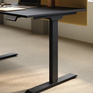 UP desk by Las Mobili lowered to sitting position