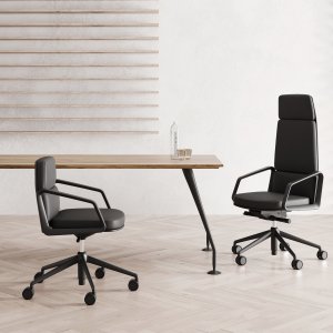 Lead meeting chairs on ash wood pyramid bases around a boardroom table in Mumbai