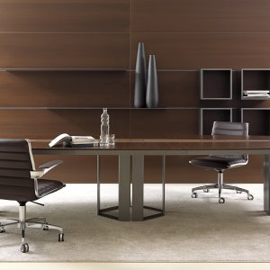 Low Lloyd credenza H 86 with Brown faux leather top