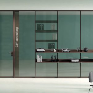 Decorated glass panel of the Luconi Simple Bold system