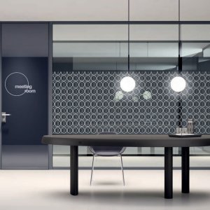 Simple Bold partition combining glass and wood-based panels