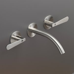 Lutezia by Cea Design wall-mounted dual handle tap, polished Black Diamond finish