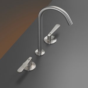 Wall-mounted dual handle tap Lutezia in satin Bronze, Cea Design