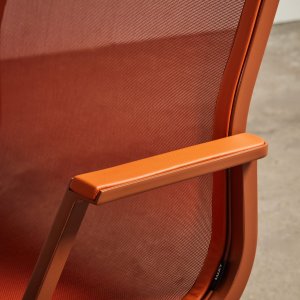 Leather side insert on the mesh backrest of the Nulite