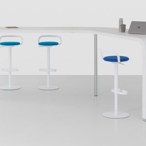 Powder-coated steel frame of the MAK bar stool